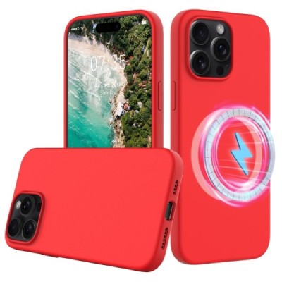 Apple iPhone 16 Pro Max "Shell" MagSafe Hard Silicone TPU red Case Cover - Back | Priedai.lt