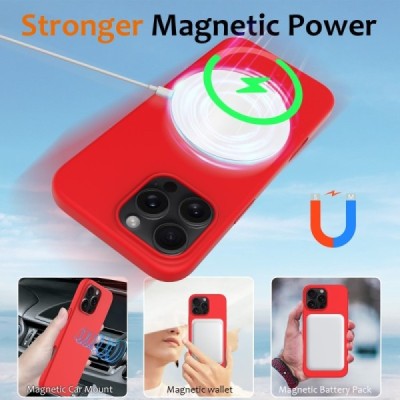 Apple iPhone 16 Pro Max "Shell" MagSafe Hard Silicone TPU red Case Cover - Back | Priedai.lt