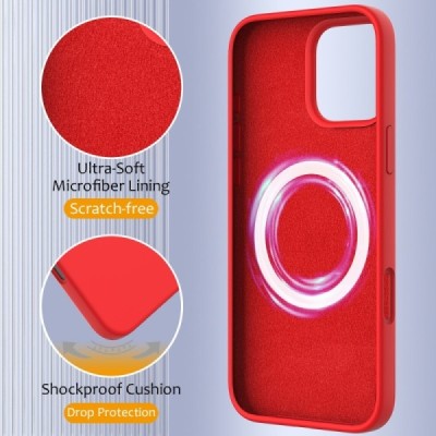 Apple iPhone 16 Pro Max "Shell" MagSafe Hard Silicone TPU red Case Cover - Back | Priedai.lt