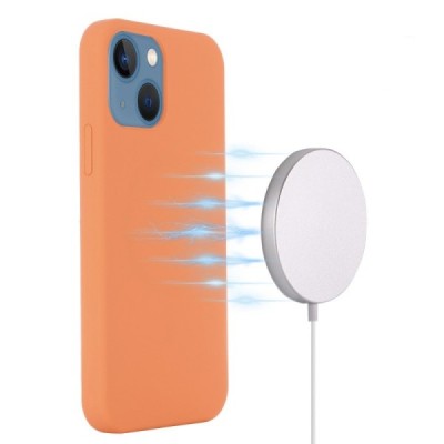 Apple iPhone 15 Plus "Shell" MagSafe Hard Silicone TPU orange Case Cover - Back | Priedai.lt