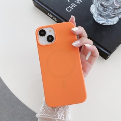 Apple iPhone 15 Plus "Shell" MagSafe Hard Silicone TPU orange Case Cover - Back | Priedai.lt