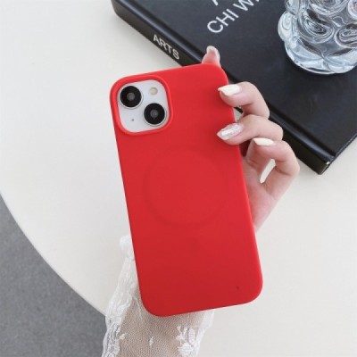 Apple iPhone 15 Plus "Shell" MagSafe Hard Silicone TPU red Case Cover - Back | Priedai.lt