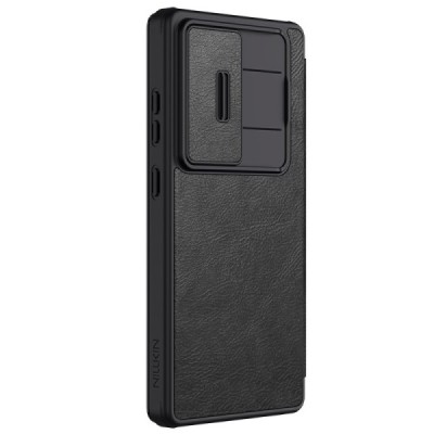 "Nillkin" Qin Pro series luxury black leather flip case for Samsung Galaxy S25 Ultra | Priedai.lt