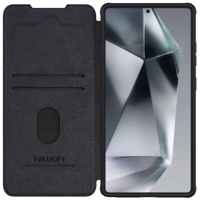 "Nillkin" Qin Pro series luxury black leather flip case for Samsung Galaxy S25 Ultra | Priedai.lt