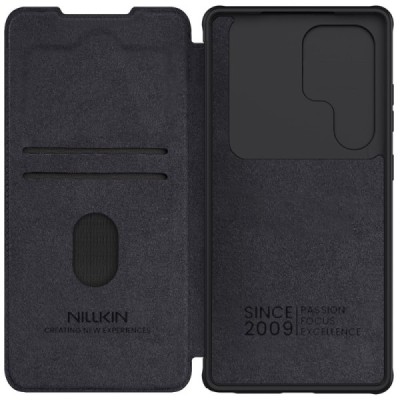 "Nillkin" Qin Pro series luxury black leather flip case for Samsung Galaxy S25 Ultra | Priedai.lt