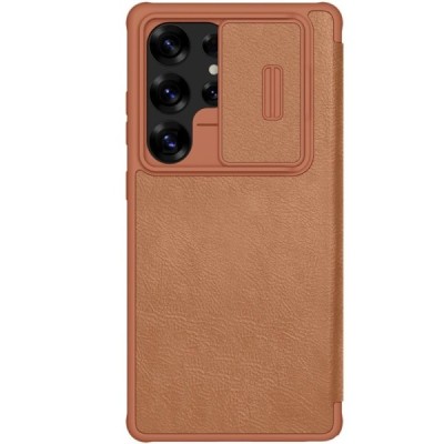 "Nillkin" Qin Pro series luxury brown leather flip case for Samsung Galaxy S25 Ultra | Priedai.lt