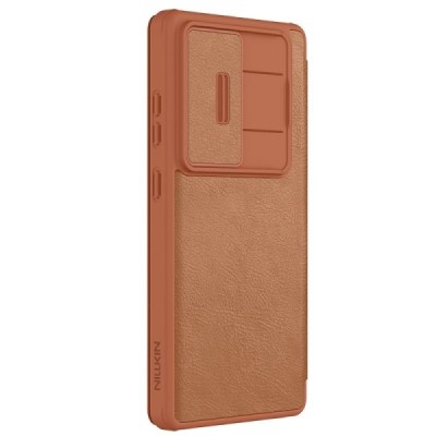 "Nillkin" Qin Pro series luxury brown leather flip case for Samsung Galaxy S25 Ultra | Priedai.lt