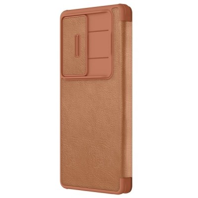"Nillkin" Qin Pro series luxury brown leather flip case for Samsung Galaxy S25 Ultra | Priedai.lt