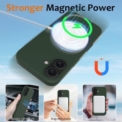 Apple iPhone 16 "Shell" MagSafe Hard Silicone TPU Dark green Case Cover - Back | Priedai.lt