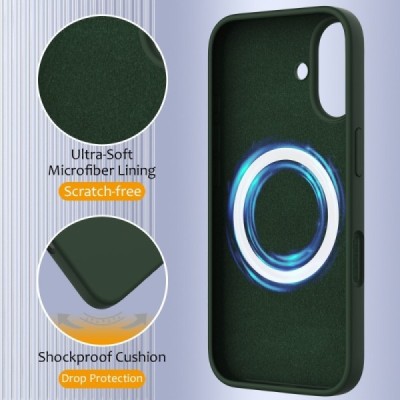 Apple iPhone 16 "Shell" MagSafe Hard Silicone TPU Dark green Case Cover - Back | Priedai.lt