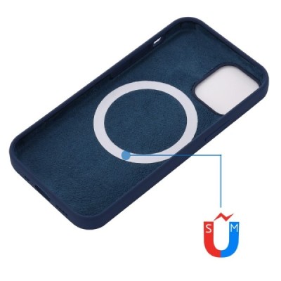 Apple iPhone 13 Pro Max "Shell" MagSafe Hard Silicone TPU Dark Blue Case Cover - Back | Priedai.lt