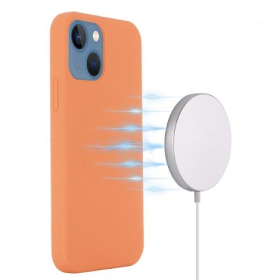 Apple iPhone 14 "Shell" MagSafe Hard Silicone TPU orange Case Cover - Back | Priedai.lt
