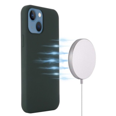 Apple iPhone 13 "Shell" MagSafe Hard Silicone TPU Dark green Case Cover - Back | Priedai.lt
