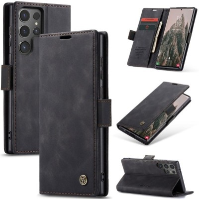 Samsung Galaxy S25 Ultra CaseMe Retro Solid Flip Case Book - Black | Priedai.lt