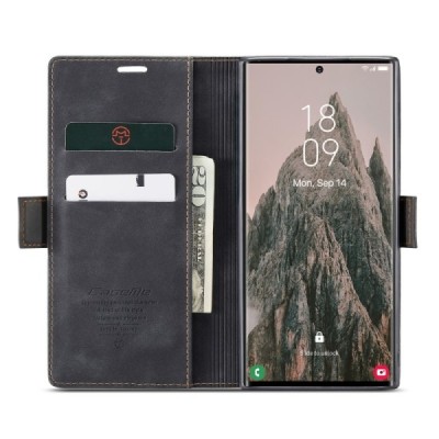 Samsung Galaxy S25 Ultra CaseMe Retro Solid Flip Case Book - Black | Priedai.lt