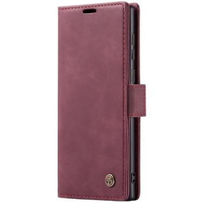 Samsung Galaxy S25 Ultra CaseMe Retro Solid Flip Case Book - Burgundy | Priedai.lt