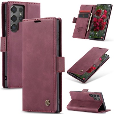 Samsung Galaxy S25 Ultra CaseMe Retro Solid Flip Case Book - Burgundy | Priedai.lt