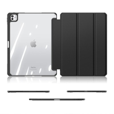 Apple iPad Pro 13 (2025) / 13 (2024) "Dux Ducis" Toby flip-up black leather case - book with a place for the pen | Priedai.lt