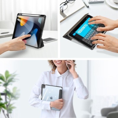 Apple iPad 10.9 2022 "Dux Ducis" Toby flip-up black leather case - book with a place for the pen | Priedai.lt