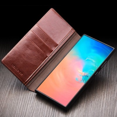 Samsung Galaxy S25 Ultra "QIALINO" flip-up leather case cover - brown | Priedai.lt
