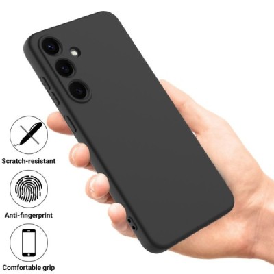Samsung Galaxy S25+ "Shell" hard liquid silicone (TPU) case black - cover | Priedai.lt