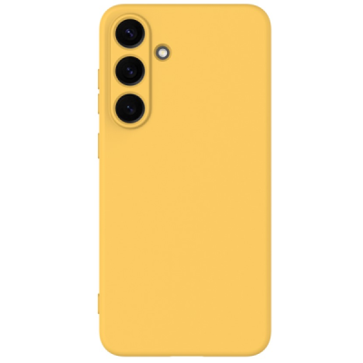 Samsung Galaxy S25+ "Shell" hard liquid silicone (TPU) case yellow - cover | Priedai.lt