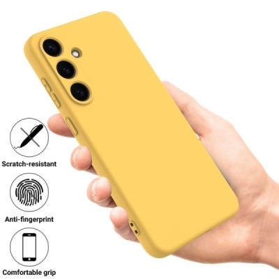 Samsung Galaxy S25+ "Shell" hard liquid silicone (TPU) case yellow - cover | Priedai.lt