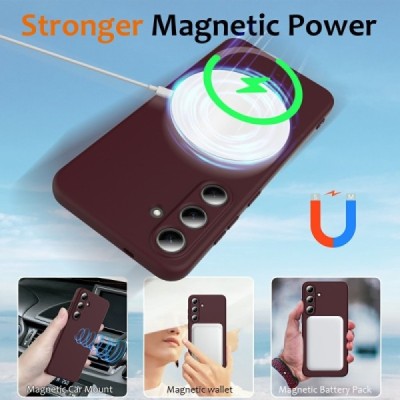 Samsung Galaxy S25+ "Shell" MagSafe Hard Silicone TPU Burgundy Case Cover - Back | Priedai.lt