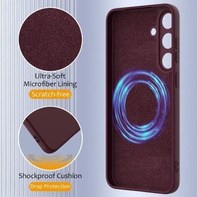 Samsung Galaxy S25+ "Shell" MagSafe Hard Silicone TPU Burgundy Case Cover - Back | Priedai.lt