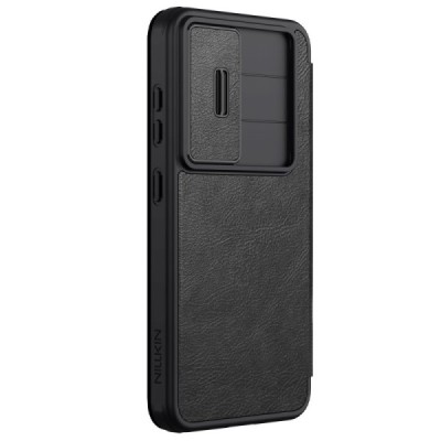 „Nillkin“ Qin Pro series luxury black leather flip case for Samsung Galaxy S25+ | Priedai.lt
