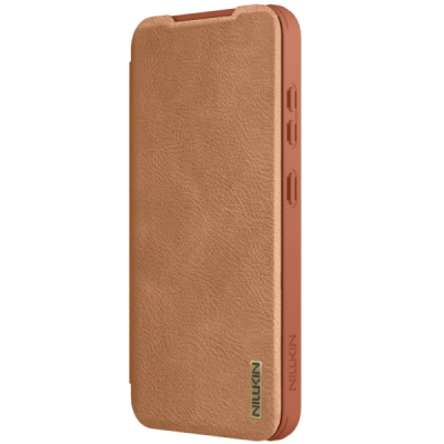 "Nillkin" Qin Pro series luxury brown leather flip case for Samsung Galaxy S25+ | Priedai.lt