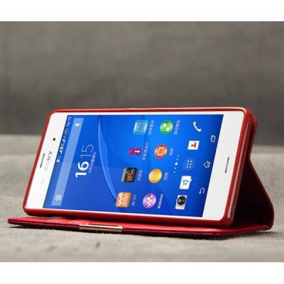 „Kalaideng“ Royale atverčiamas raudonas odinis Sony Xperia Z3 (D6603, D6653) dėklas / Priedai.lt