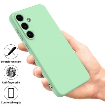 Samsung Galaxy S25 "Shell" hard liquid silicone (TPU) case green - cover | Priedai.lt