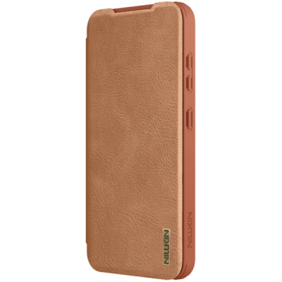 "Nillkin" Qin Pro series luxury brown leather flip case for Samsung Galaxy S25 | Priedai.lt
