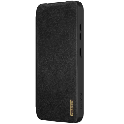 „Nillkin“ Qin Pro series luxury black leather flip case for Samsung Galaxy S25 | Priedai.lt