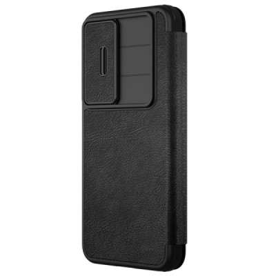 „Nillkin“ Qin Pro series luxury black leather flip case for Samsung Galaxy S25 | Priedai.lt