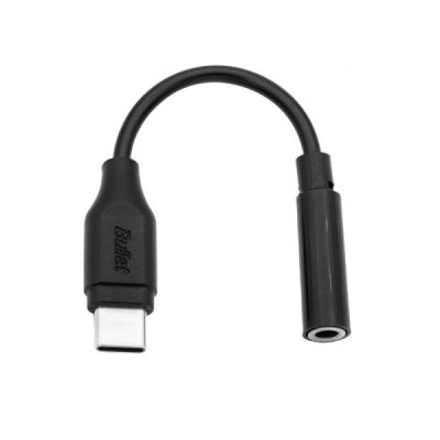 "Bullet" black USB-C to 3.5 mm AUX adapter for headphones | Priedai.lt