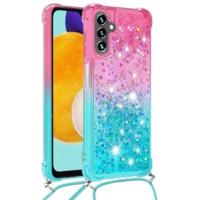 Samsung Galaxy A54 5G "Yibo" Shine Strap Hard Silicone (TPU) Case - Pink/Blue | Priedai.lt