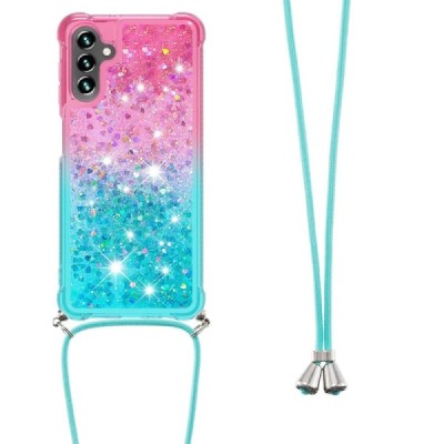 Samsung Galaxy A54 5G "Yibo" Shine Strap Hard Silicone (TPU) Case - Pink/Blue | Priedai.lt