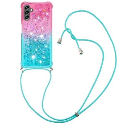 Samsung Galaxy A54 5G "Yibo" Shine Strap Hard Silicone (TPU) Case - Pink/Blue | Priedai.lt