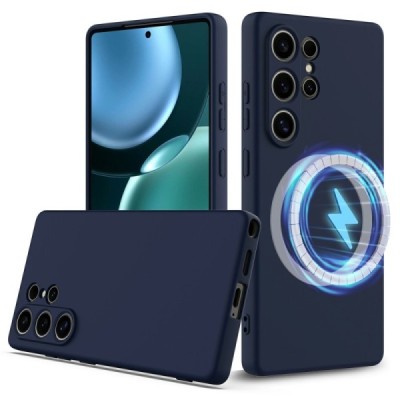 Samsung Galaxy S25 Ultra "Shell" MagSafe Hard Silicone TPU Dark Blue Case Cover - Back | Priedai.lt