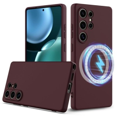 Samsung Galaxy S25 Ultra "Shell" MagSafe Hard Silicone TPU Burgundy Case Cover - Back | Priedai.lt