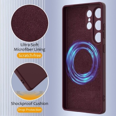Samsung Galaxy S25 Ultra "Shell" MagSafe Hard Silicone TPU Burgundy Case Cover - Back | Priedai.lt