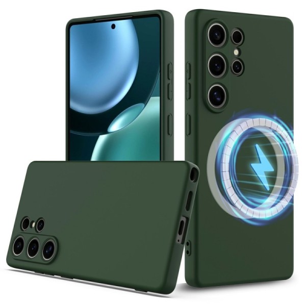 "Shell" MagSafe Hard Silicone (TPU) Case Cover - dark green (Galaxy S25 Ultra)