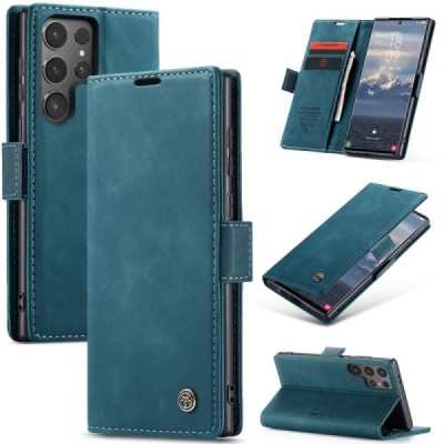 Samsung Galaxy S25 Ultra CaseMe Retro Solid Flip Case Book - Green | Priedai.lt