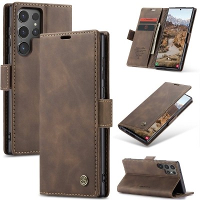 Samsung Galaxy S25 Ultra CaseMe Retro Solid Flip Case Book - Brown | Priedai.lt