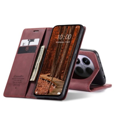 Xiaomi Redmi Note 14 Pro 4G CaseMe Retro Solid Flip Case Book - Burgundy | Priedai.lt