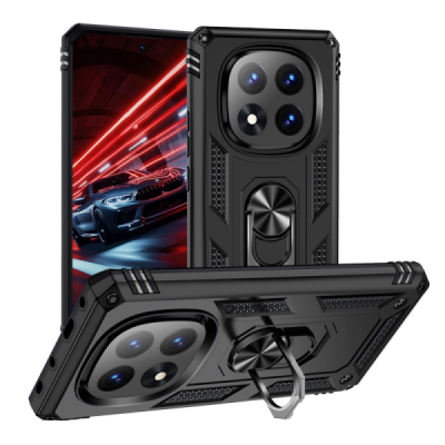 Enhanced protections "Kickstand" Xiaomi Redmi Note 14 Pro (Pro+) 5G (Poco X7 5G) black hard silicone (TPU) and plastic case | Pr
