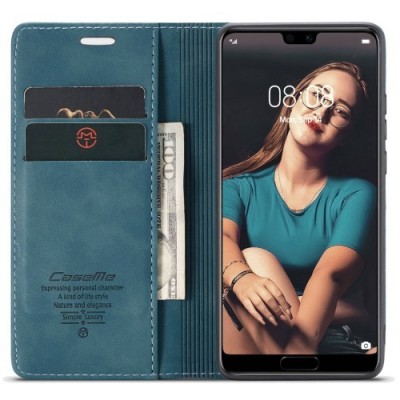 Huawei P20 CaseMe Retro Solid Flip Case Book - Green | Priedai.lt