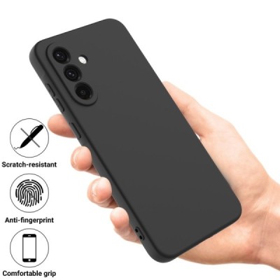 Samsung Galaxy A56 "Shell" hard liquid silicone (TPU) case black - cover | Priedai.lt